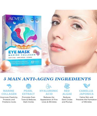 JYHSGD Eye Gels Mask Pearl Collagen Marine Eye Masks - 12 Pairs for Anti-Aging, Wrinkles, Puffy Eyes & Dark Circles - Buy Online on SooperMarket.com