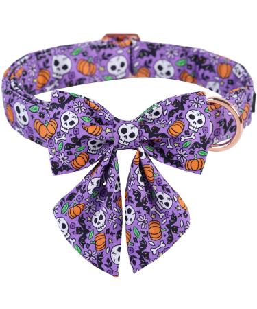 Aring Pet Halloween Dog Hall Band cotton skull dog collar adjustable purple pumpkin bat dogs dog collars cute daisies puppy collar with metal buckle medium (pack of 1) pumpkin skulls