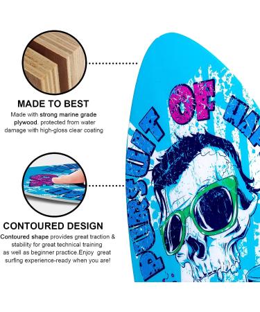 TCXDG Skipper Skimboard 35&41 Inch Wooden Beginners Skim Board - Easy Grip Sand Board for Beach - Blue Skeleton Design - Buy Online on SooperMarket.com