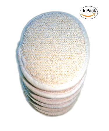 6 Pack Large Exfoliating Face Body Pad - 100% Soft Terry Cloth Loofah Sponge Scrubber Brush for Men and Women - Bath Spa and Shower - Buy Online on SooperMarket.com