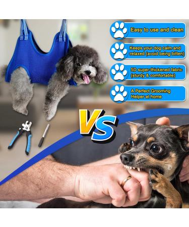 OVTEXZOG Dog Grooming Hammock Harness Dog Sling for Nail Clipping/Trimming Pet Grooming Restraint Bag with Nail Clippers Trimmer Dog Grooming Supplies Kit for Claw Care (X-Small 14LB Max/Blue) - Buy Online on SooperMarket.com