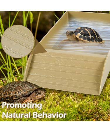 Tortoise Water Dish Tortoise Bath Dish 30.5x14.8x5.8cm Anti Slip Reptile Pool Bowl with Ramp Reptile Feeding Box Dish Plastic Turtle Water Bowl Tortoise Habitat Accessories for Basking Feeding Wood Small - Buy Online on SooperMarket.com