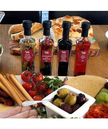 Premium Olive Oil Gift Set - 4 Infused Olive Oils & Balsamic Vinegar in Metal Rack - Perfect Italian Cooking Gift for Chefs - Buy Online on SooperMarket.com