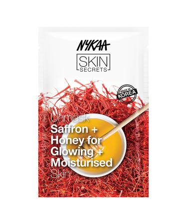 Nykaa Naturals Skin Secrets Bubble Sheet Mask Saffron and Honey 0.67 oz - Pore Cleansing Anti-Aging Sheet Face Mask - Brightening Hydrating Mask