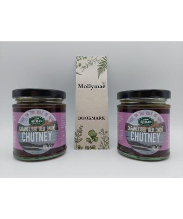 Arran Fine Foods Carmelised Red Onion Chutney Bundle with Mollymae Bookmark | 2 x 195g
