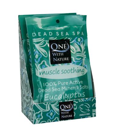 100% Pure Dead Sea Mineral Bath Salt Eucalyptus 6 Pk 2.5 oz Single Use Packets with Magnesium Sulfur and 21 Essential Minerals. for Eczema Psoriasis and All Skin Types. Natural Therapeutic.