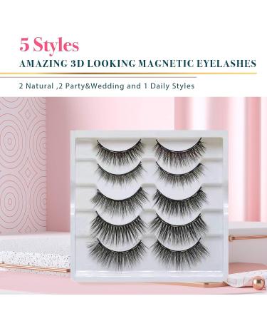 5 Pairs Reusable Magnetic Eyelashes and 2 Tubes of Magnetic Eyeliner Kit  Upgraded 3D Magnetic Eyelashes Kit With Tweezers Inside  Magnetic Eyeliner and Magnetic Eyelash Kit - No Glue Needed - Buy Online on SooperMarket.com