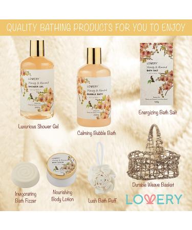 Luxury Home Spa Gift Basket - Honey & Almond Scent | Bath & Body Set for Men & Women - Buy Online on SooperMarket.com