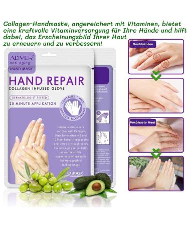 P-Beauty Lavender Hand Mask | 5 Pairs of Moisture Gloves | Collagen & Vitamin-Rich Anti-Aging Care for Cracked Dry Hands - Buy Online on SooperMarket.com