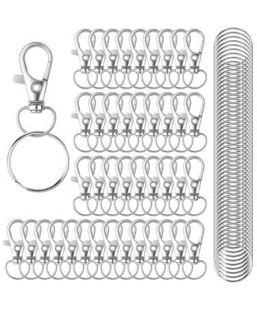 100PCS Keychain Hooks with Key Rings, Metal Swivel Lobster Claw Clasps, for Keychain Clip Lanyard, Jewelry Making, Crafts (Silver)