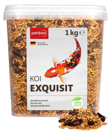 Petifool koi exquisit 1kg - dried feed mix - for water turtles and fish - mixture of silk cocks shrimp and gammarus - natural feed