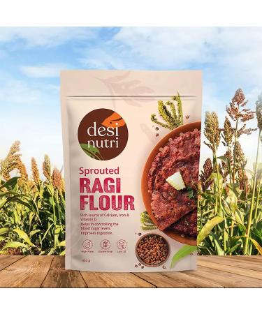 Desi Nutri Sprouted Ragi Flour | Ragi Powder | Ragi Malt | Ready to Cook Ragi Powder | Nachni Flour- 450 gms | High in Protein & Calcium - Buy Online on SooperMarket.com