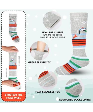 DKM Kids Ski Socks - Winter Warm 3 Pack for Boys and Girls, Skiing, Snowboarding, Skating - Christmas & New Years Gift (Gray/Green/Blue) - Buy Online on SooperMarket.com