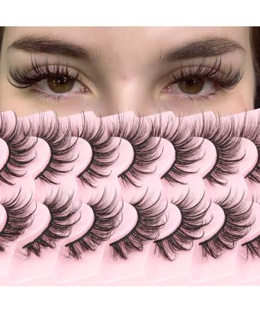 Wispy Mink Lashes Natural Look Eyelashes Volume Lash Extensions Fluffy False Eyelashes 18mm Long Strip Lashes Cat Eye Eyelashes Fairy Look 7 Pairs Multipack by Geeneiya