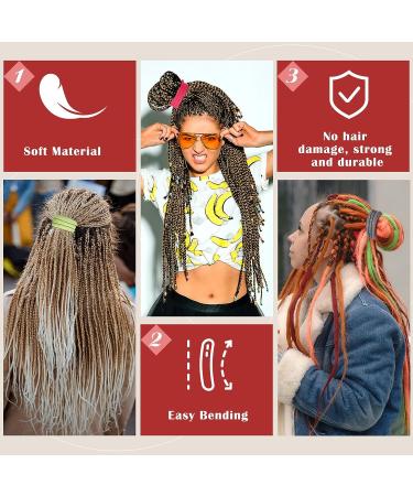 Nosiny 6 Pcs Spiral Lock Hair Ties - Colorful Dreadlock Accessories for Locs - Bendable Bands for Thick Curly Hair - Ponytail Holders for Women Men - Includes 6 Bags - Buy Online on SooperMarket.com