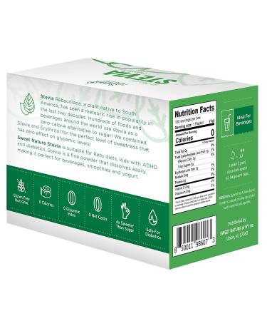 Sweet Nature Stevia Sweetener Powder - All Natural, Kosher, Gluten and Sugar Free - 100 Packets - Buy Online on SooperMarket.com