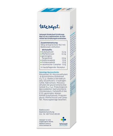 Tetesept Kindersbad Cold Bath for Kids - 125ml Essential Oil Bath Supplement - Perfume-Free Children s Bathing Relief for Colds | International Shipping - Buy Online on SooperMarket.com