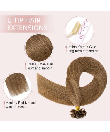 Silk-co U-tip Pre Bonded Hair Extensions 100% Real Remy Human Hair 20inch Nail Tip Keratin Nail Fusion (#06 Light Brown) - Buy Online on SooperMarket.com