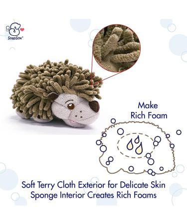 SoapSox Kids Exfoliating Bath Scrub Toy - Hendrix The Hedgehog | Soft Animal Wash Cloth Sponge for Babies, Kids, Children - Buy Online on SooperMarket.com