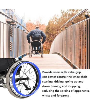 Wheelchair Wheel Covers 24-Inch Silicone Wheelchair Push Rim Covers Non-Slip Wear-Resistant Silicone Grip Covers for Improved Traction Hand Protection Easy Installation Universal Fit for 22/24-I 22-Inch Blue - Buy Online on SooperMarket.com