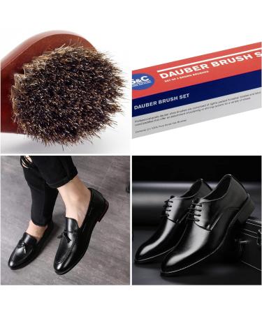 Stone and Clark Horse Hair Shoe Brush - Polish Your Leather to Perfection - Shoe Polish Brush with 100% Horse Hair Bristles & Concaved Beech Wood Handle (Red Dauber Brush (Set of 2)) Original - Buy Online on SooperMarket.com