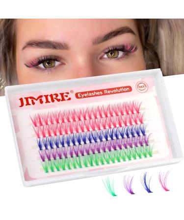 JIMIRE CL03 Colored Lash Clusters Individual Eyelashes - 100Pcs 14mm 3D Effect Pink Lashes for DIY Eyelash Extensions - CC Curl Wispy, Natural Look, Reusable Pack - 4 Colors - Buy Online on SooperMarket.com