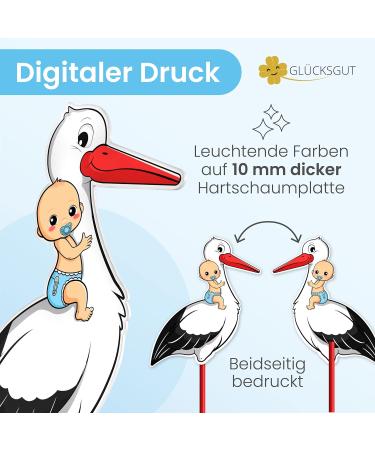 Gl cksgut Rattierorch Baby Blue 5-Part Set | Birth Stork with Wooden Stick Name Tag Greeting Card & Pen | Perfect Birth Gift for Baby Boy - Buy Online on SooperMarket.com