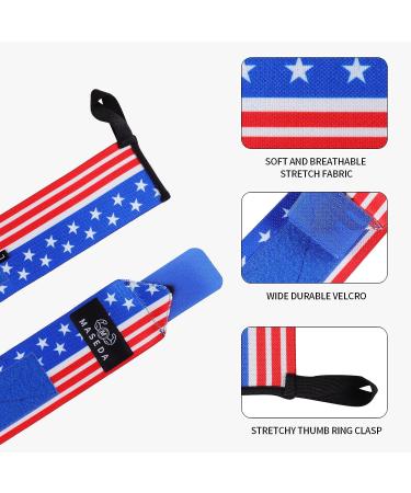 MASEDA Camouflage Wrist Wraps for Fitness Workouts - 1 Pair American Flag Design for Men and Women - Buy Online on SooperMarket.com