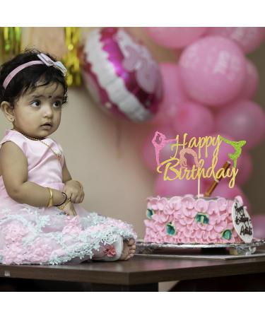 Arthsdite Gymnastics Cake Topper Gymnast Cake Pick for Gymnastics Theme Baby Girl Happy Birthday Party Decorations - Gold Glitter - Buy Online on SooperMarket.com