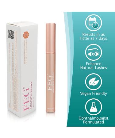 FEG Accelerating Mascara & Eyelash Enhancer Serum | 2-in-1 Formula for Longer, Darker Lashes | Eyelash Enhancing Serum 6mL - Buy Online on SooperMarket.com