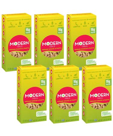 Modern Table Parmesan & Herb - Vegan Sauce & Pasta, 5.89 Oz Box, 6 Count, Gluten Free, No Artificial Preservatives or Dyes, Certified Vegan Parmesean and Herb Vegan Sauce and Pasta