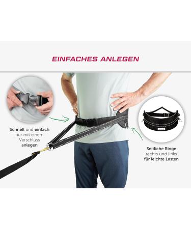 LASALINE Belly Belt for Dog Leash - Perfect for Canicross Dogtrekking & Ski-J ring | Ideal Dog Sports Gear in Black - Buy Online on SooperMarket.com