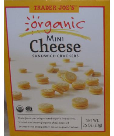 Trader Joe's Organic Mini Cheese Sandwich Crackers, 7.5 Ounce (2 Pack) Cheese 7.5 Ounce (Pack of 2)