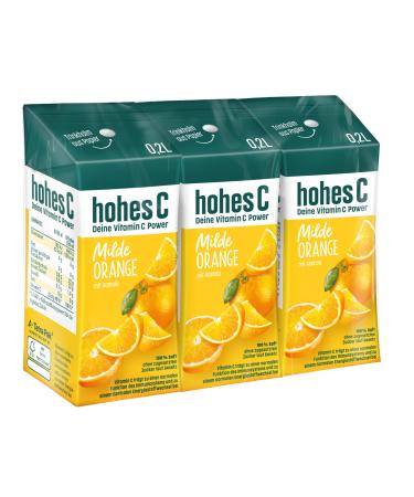 High C Milde Orange (3 x 0.2l) 100% juice orange juice vitamin C without added sugar according to the law less acidity vegan orange 200 ml (3 -pack)