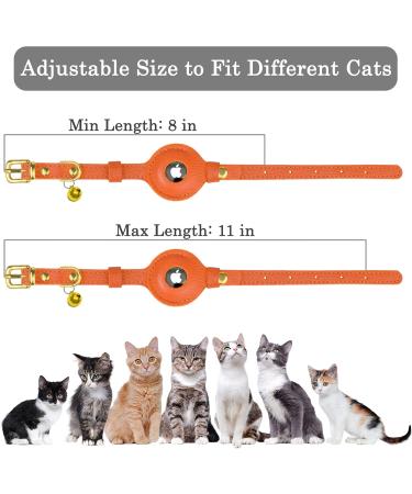 Buy Oopsdoggy Airtag Leather Cat Collar with Bells - Durable & Lightweight GPS Pet Collar for Cats & Small Dogs (Orange) - Buy Online on SooperMarket.com
