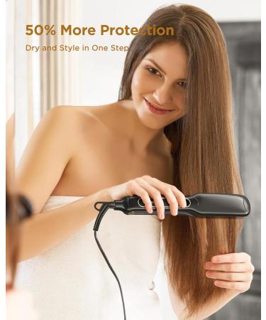 Wavytalk Wet to Straight Titanium Flat Iron - 1.7 Inch Professional Straightener with Dual Voltage & 50% More Protection - Black - Buy Online on SooperMarket.com
