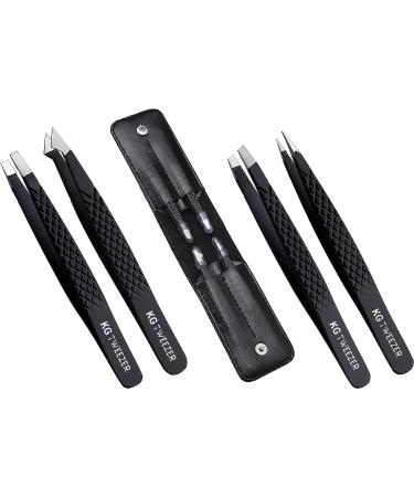 4-Piece Professional Eyebrow Tweezers Set for Precision Hair Removal - Ideal for Women and Men - Splinter, Blackhead, and Ingrown Hair Removal Tool - Buy Online on SooperMarket.com
