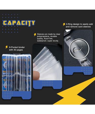 CLOVERCAT Waterproof Trading Card Binder - 720 Double-Sided Pocket Album for Pokmon, Yugioh, MTG and Other TCG - Expandable Display Holder (Dark Blue Edge, Black) - Buy Online on SooperMarket.com