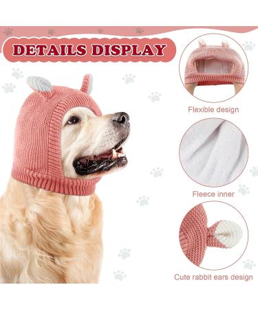 Frienda Quiet Ears for Dogs - Noise Protection Knitted Dog Ear Muffs | Pet Winter Hat for Medium to Large Dogs - Pink - Buy Online on SooperMarket.com