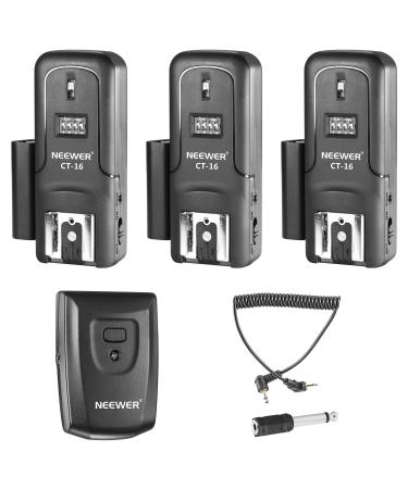 Neewer 16 Channels Wireless Radio Flash Speedlite Studio Trigger Set, Including (1) Transmitter and (3) Receivers, Fit for Canon Nikon Pentax Olympus Panasonic DSLR Cameras (CT-16)