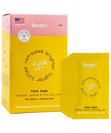 Glow Line Facial Cleansing Wipes - Moisturizing Travel Wet Wipes, Moist Towelettes Individually Wrapped w/ Lavender Rose Scent - Organic Wipes & Face Wash Cloth w/ Vitamin C & Hyaluronic Acid - 15 ct Glow Line - Lavender Rose