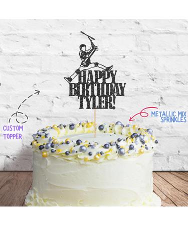 Cakeshop Cake Decoration Pack | Scooter Birthday Theme Premium Double Sided Glitter Card Cake Topper Sign & 25g Party Pack of Cake Sugar Sprinkles | Custom Name Cake Decorations (Black) Prime Glitter Card: Black - Buy Online on SooperMarket.com