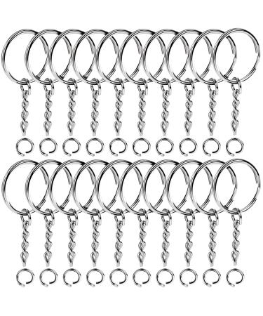 Teenitor Metal Split Key Chain Rings for Arts and Craft- 60 Key Chains 25mm with 26mm Chains and 60pcs Open Jump Ring for Craft Key Ring