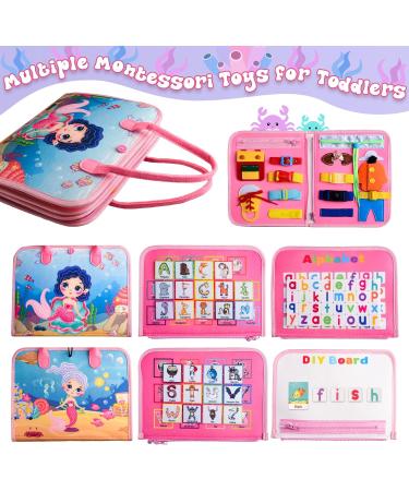 Achiyway Busy Board 4-Layers | Mermaid Montessori Toy for Ages 1-5 | Motor Skills & Self-Dressing Learning | Engaging Activity Board for Children - Buy Online on SooperMarket.com