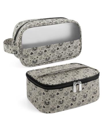 Makeup Bag, MAGEFY 2 Pcs Small Travel Cosmetic Bag Organizer Portable Waterproof Toiletry Bag For Women Girls (Grey) Grey-2