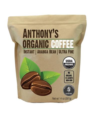 Anthony's Organic Instant Coffee,14oz, Ultra Fine Microground, Gluten Free, Arabica, Non GMO