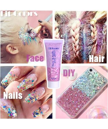 AKARY White Mermaid Scale Glitter Gel - Long-Lasting Holographic Chunky Glitter for Body, Hair, Face, Nails, Eyes - Fairy Costume Makeup for Women - Buy Online on SooperMarket.com