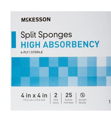 McKesson Split Sponges 4 x 4, 6-Ply High Absorbency Sterile Dressings - 50 Count Bundle (25 Packs of 2) - Buy Online on SooperMarket.com