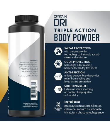 Certain Dri Body Powder 8 Oz - Maximum Sweat Absorption for Men and Women - Buy Online on SooperMarket.com