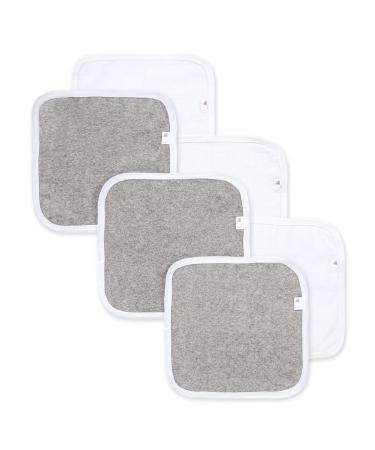 Washcloths, Absorbent Knit Terry, Super Soft 100% Organic Cotton 6-Pack Heather Grey